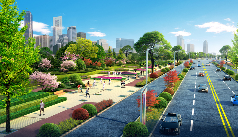 岷東新區(qū)富牛大道及中部組團(tuán)道路景觀80萬(wàn)平方米景觀面積Mindong New Area Funiu Avenue& Road Landscape.jpg
